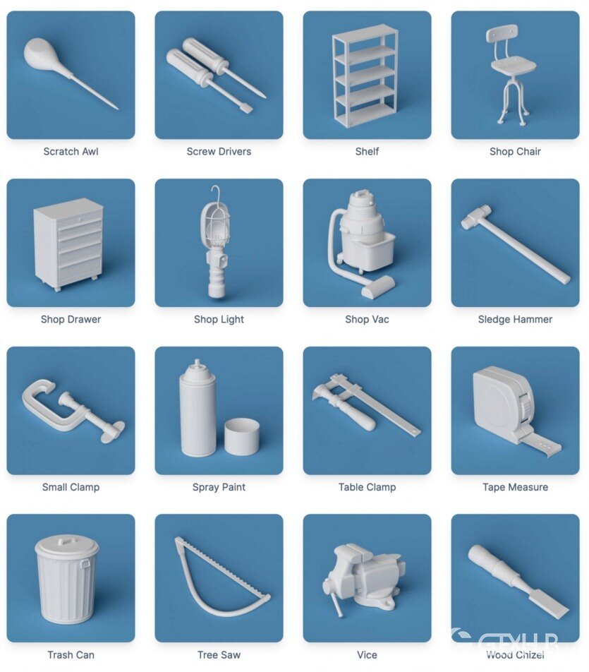 180个可爱卡通C4D模型 The Happy ToolBox Model Pack v2