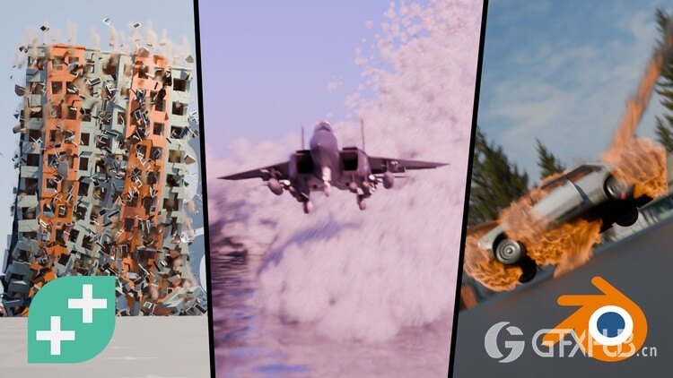 Blender4视觉效果：爆炸、破坏和物理视频教程 Blender 4 Visual Effects Explosions, Destruction & Physics