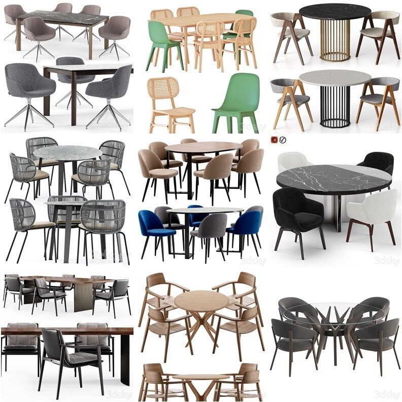 3DSky Pro 沙发椅子灯具柜子装饰3D模型合辑2024年8月第1季 | 450套 | 19.5GB