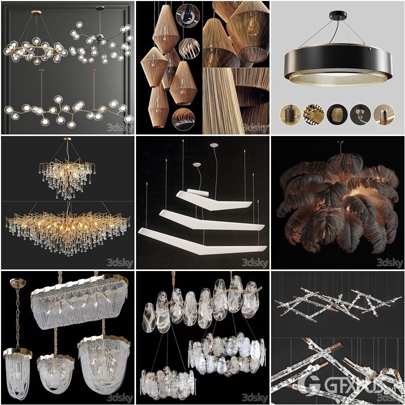 3DSky Pro 沙发椅子灯具柜子装饰3D模型合辑2024年8月第1季 | 450套 | 19.5GB