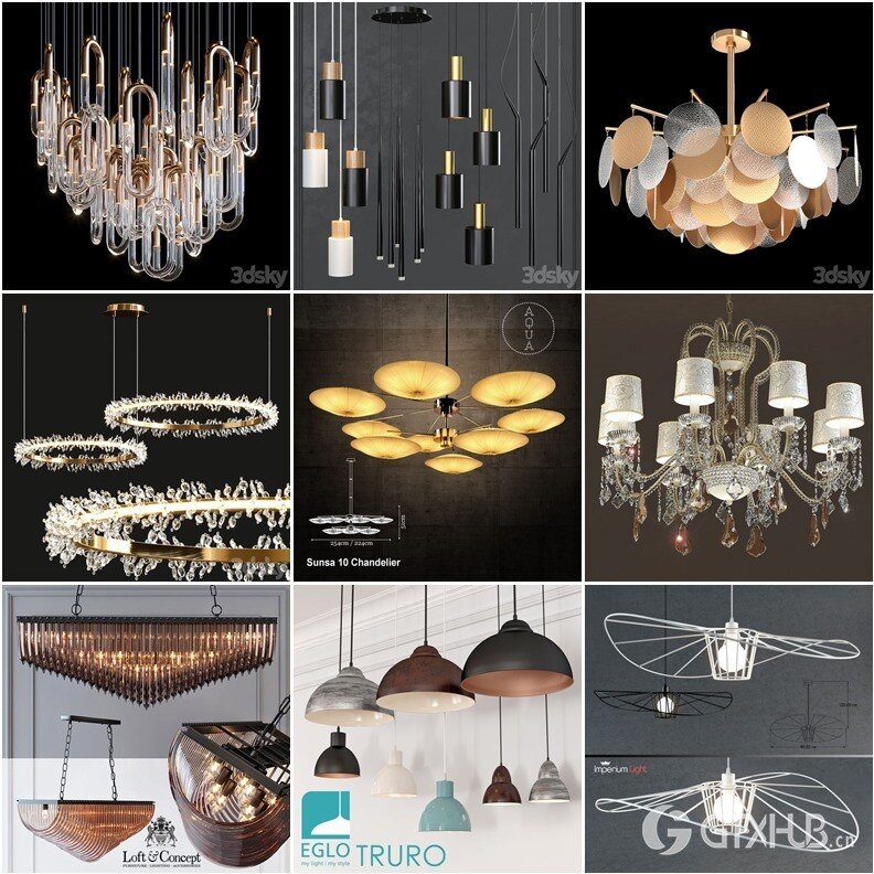 3DSky Pro 沙发椅子灯具柜子装饰3D模型合辑2024年8月第1季 | 450套 | 19.5GB