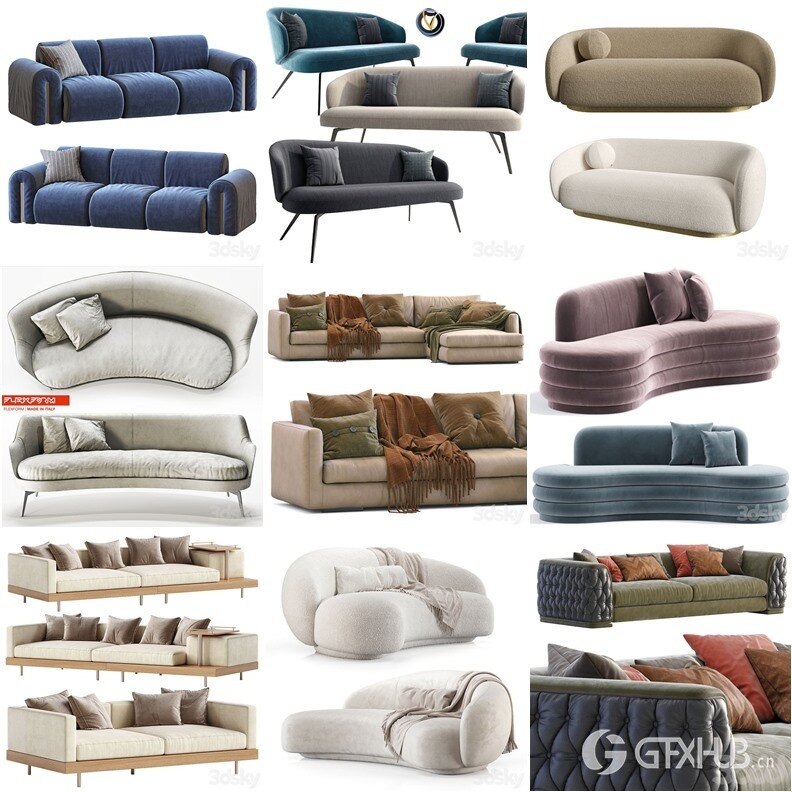 3DSky Pro 沙发椅子灯具柜子装饰3D模型合辑2024年8月第1季 | 450套 | 19.5GB