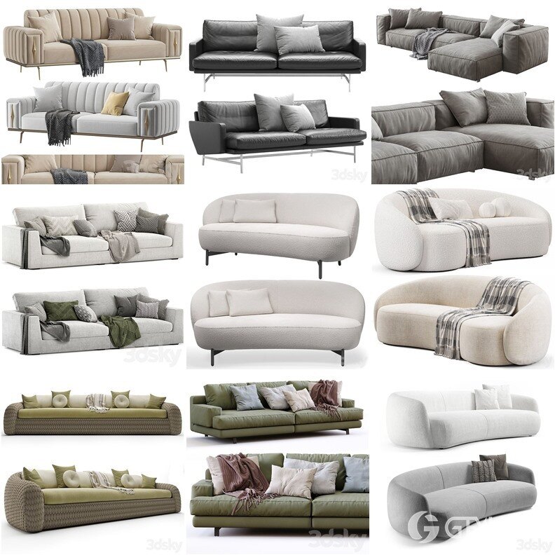 3DSky Pro 沙发椅子灯具柜子装饰3D模型合辑2024年8月第1季 | 450套 | 19.5GB