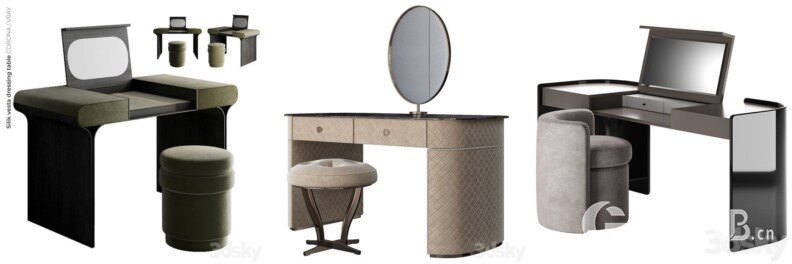 3DSky Pro 沙发椅子灯具柜子装饰3D模型合辑2024年8月第1季 | 450套 | 19.5GB