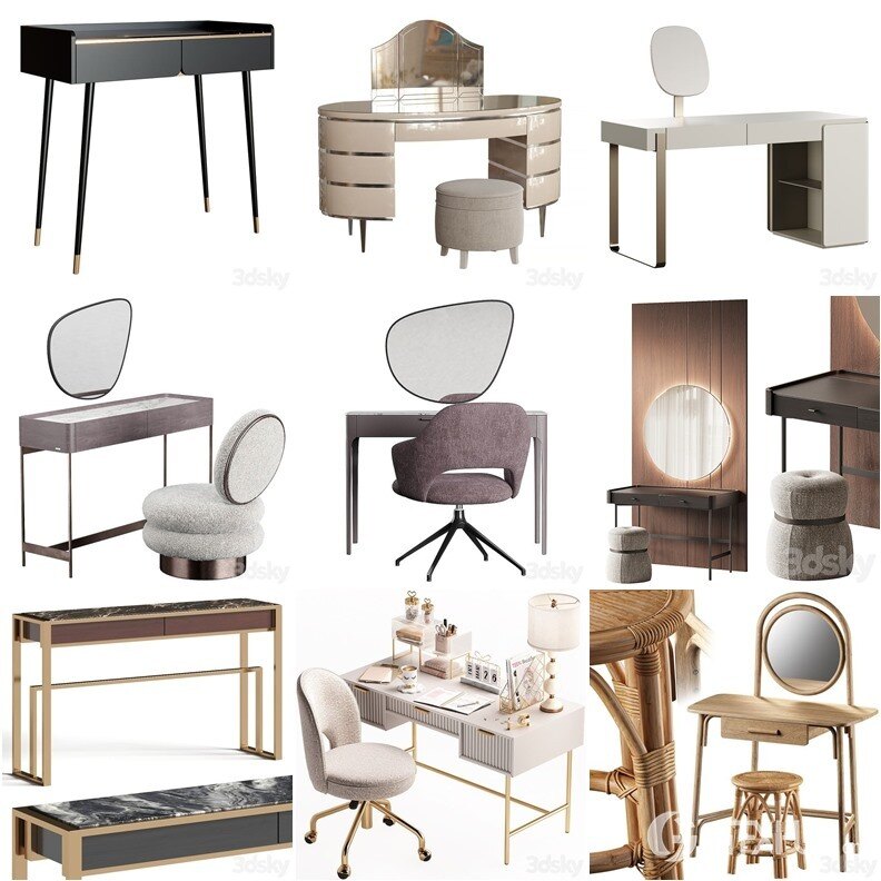 3DSky Pro 沙发椅子灯具柜子装饰3D模型合辑2024年8月第1季 | 450套 | 19.5GB