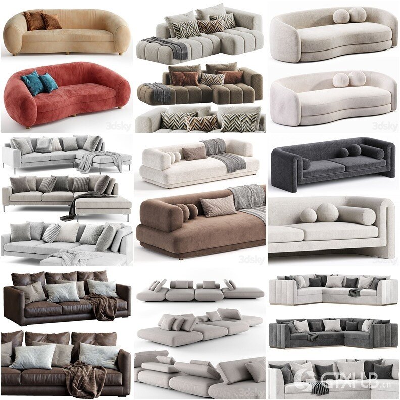 3DSky Pro 沙发椅子灯具柜子装饰3D模型合辑2024年8月第1季 | 450套 | 19.5GB