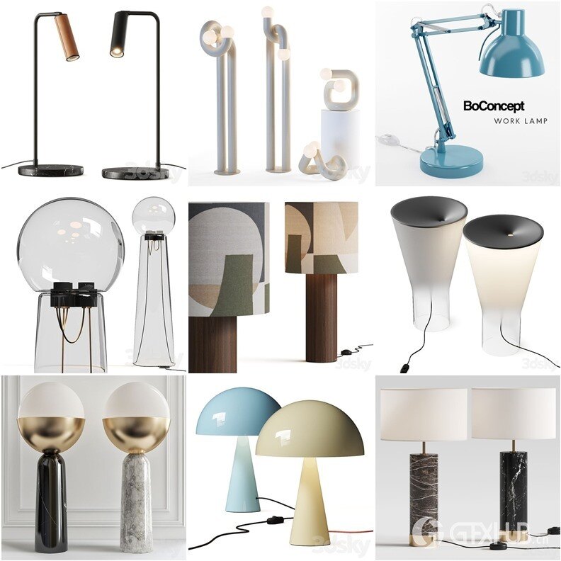 3DSky Pro 沙发椅子灯具柜子装饰3D模型合辑2024年8月第1季 | 450套 | 19.5GB