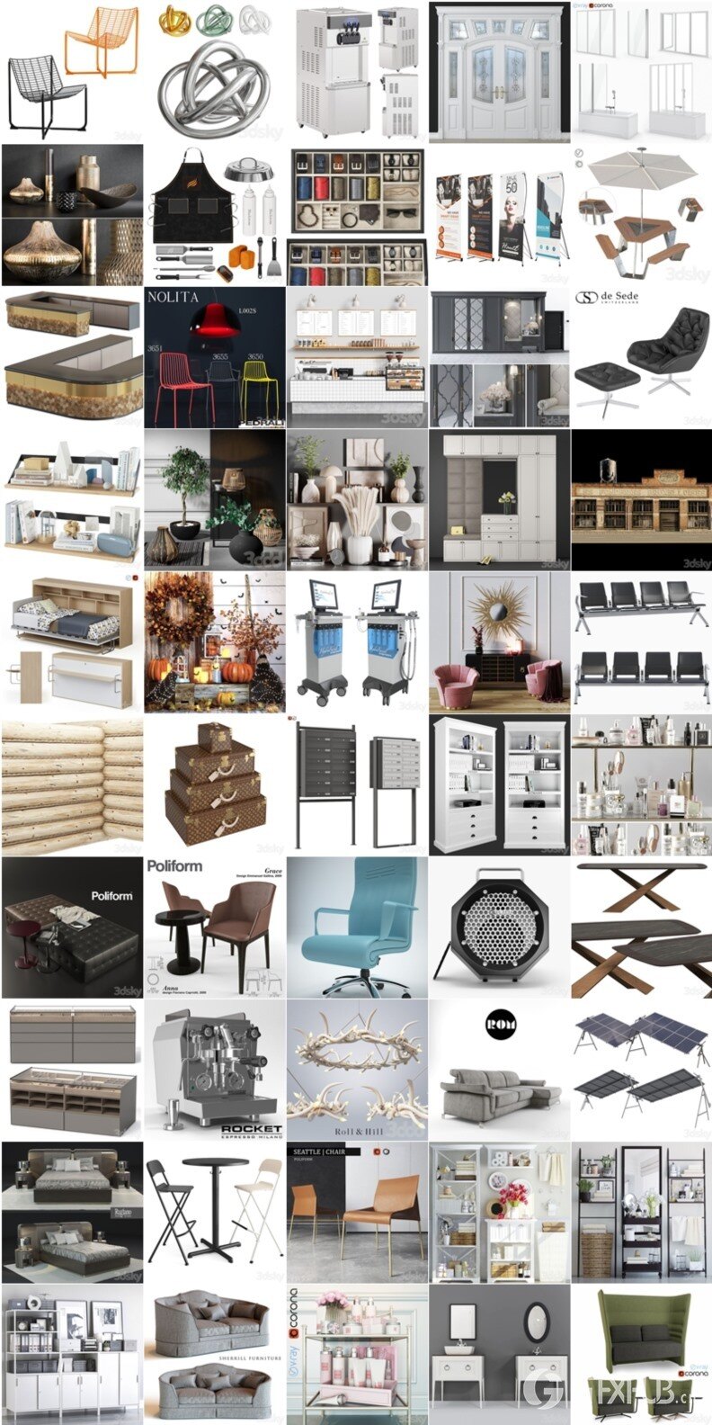 3DSky Pro 沙发椅子灯具柜子装饰3D模型合辑2024年8月第1季 | 450套 | 19.5GB