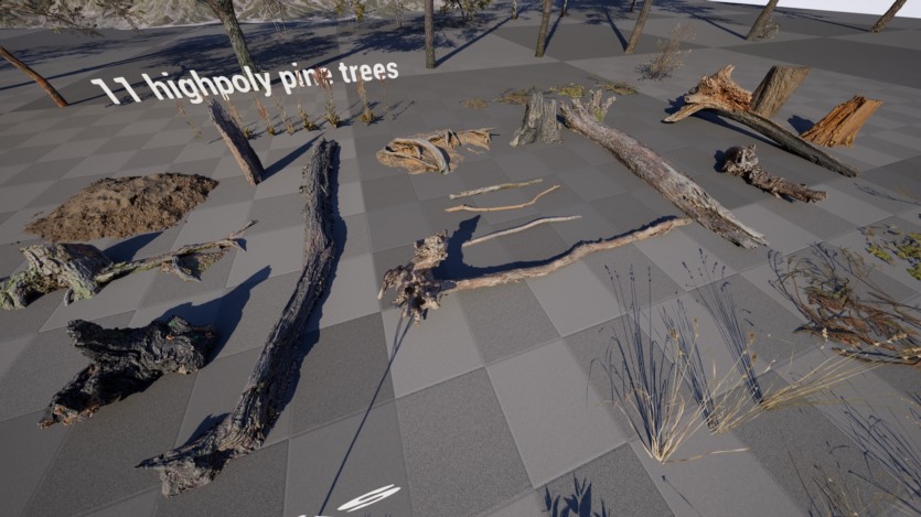 UE松树林基于摄影测量的高多边形松树林环境资产 Pine forest - Photogrammetry based High poly Biome