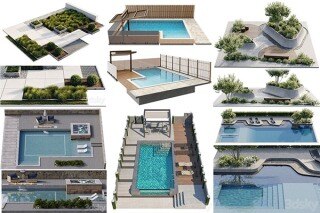 40套景观庭院亭子游泳池水景3D模型合集 – 20240807