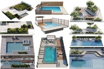 40套景观庭院亭子游泳池水景3D模型合集 – 20240807