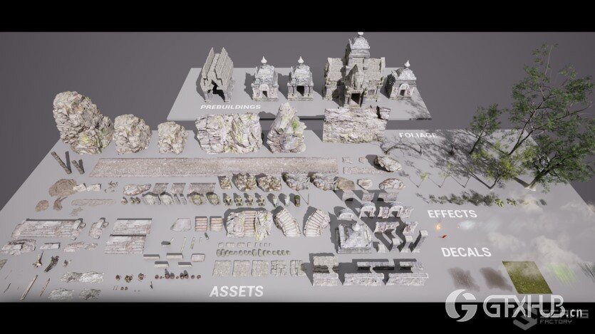 柬埔寨寺庙遗址外部和内部UE资产 [VP] Temples of Cambodia - Ruins exterior and interior (5.0-5.1)