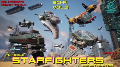 UE科幻飞行星际战斗机构造资产 Sci-Fi Vol.3 Flyable Starfighters Constructor v1.1 UE5.3