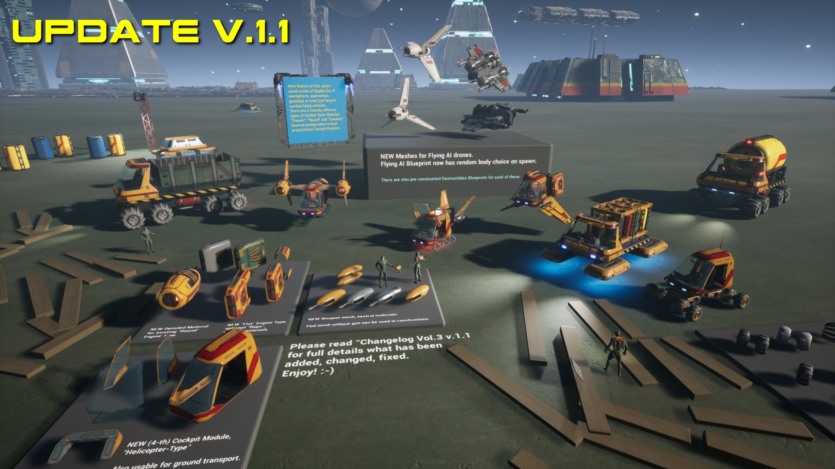 UE科幻飞行星际战斗机构造资产 Sci-Fi Vol.3 Flyable Starfighters Constructor v1.1 UE5.3