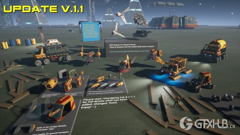 UE科幻飞行星际战斗机构造资产 Sci-Fi Vol.3 Flyable Starfighters Constructor v1.1 UE5.3