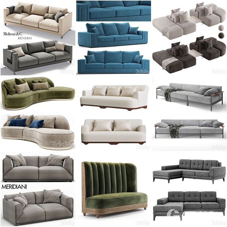 3DSky Pro 沙发椅子灯具浴室装饰3D模型合辑2024年8月第2季 | 400套 | 15.5GB