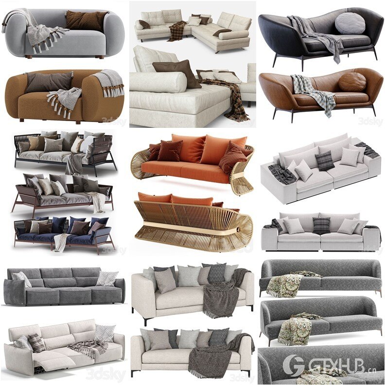 3DSky Pro 沙发椅子灯具浴室装饰3D模型合辑2024年8月第2季 | 400套 | 15.5GB