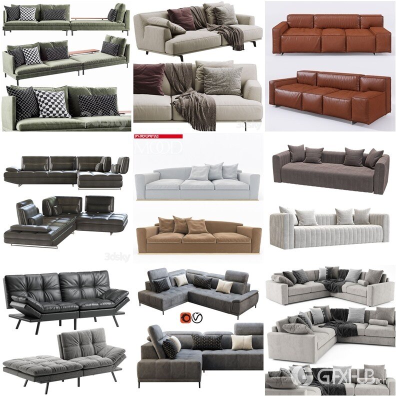 3DSky Pro 沙发椅子灯具浴室装饰3D模型合辑2024年8月第2季 | 400套 | 15.5GB