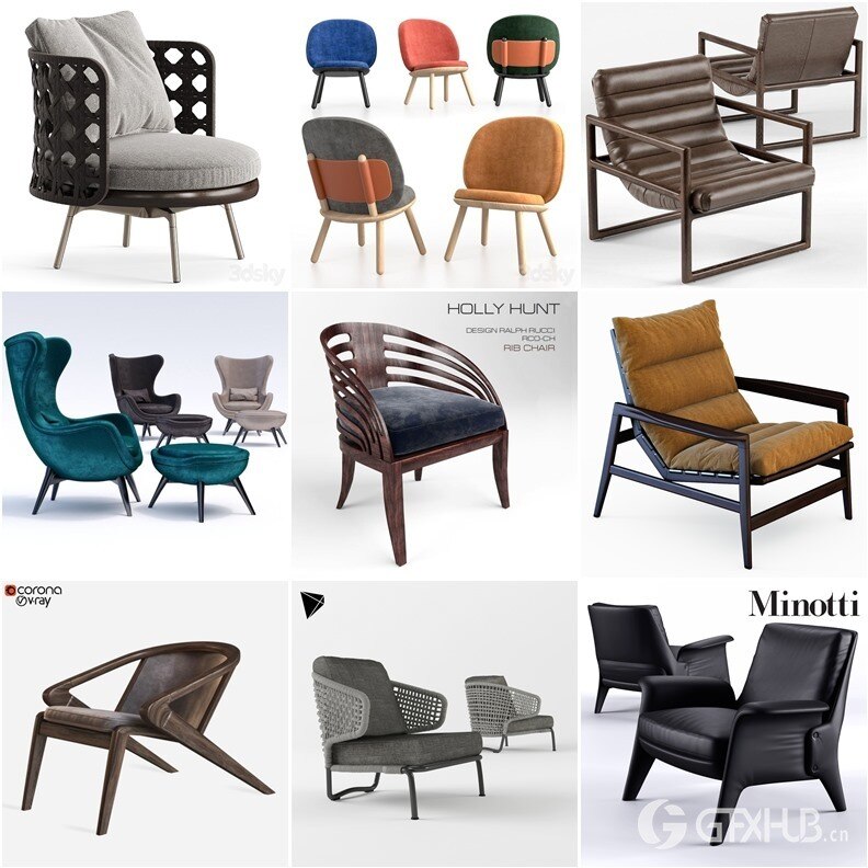 3DSky Pro 沙发椅子灯具浴室装饰3D模型合辑2024年8月第2季 | 400套 | 15.5GB