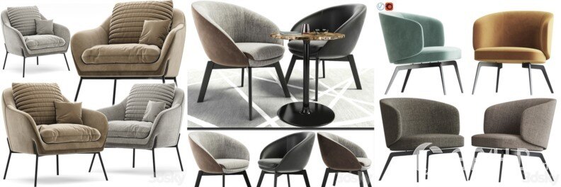 3DSky Pro 沙发椅子灯具浴室装饰3D模型合辑2024年8月第2季 | 400套 | 15.5GB