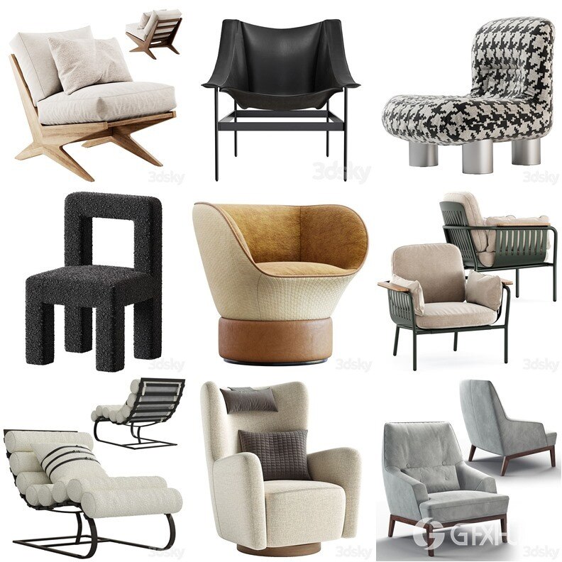 3DSky Pro 沙发椅子灯具浴室装饰3D模型合辑2024年8月第2季 | 400套 | 15.5GB