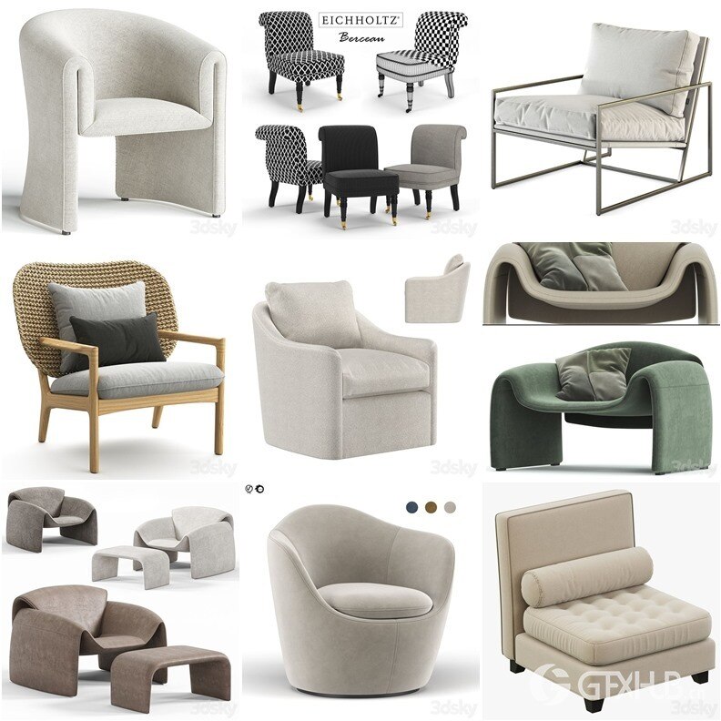 3DSky Pro 沙发椅子灯具浴室装饰3D模型合辑2024年8月第2季 | 400套 | 15.5GB