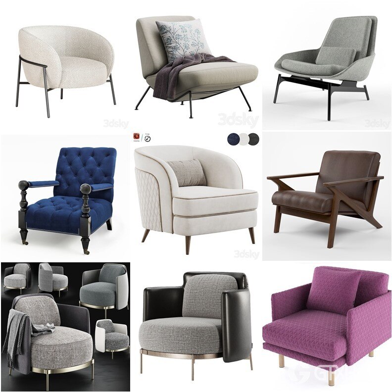 3DSky Pro 沙发椅子灯具浴室装饰3D模型合辑2024年8月第2季 | 400套 | 15.5GB