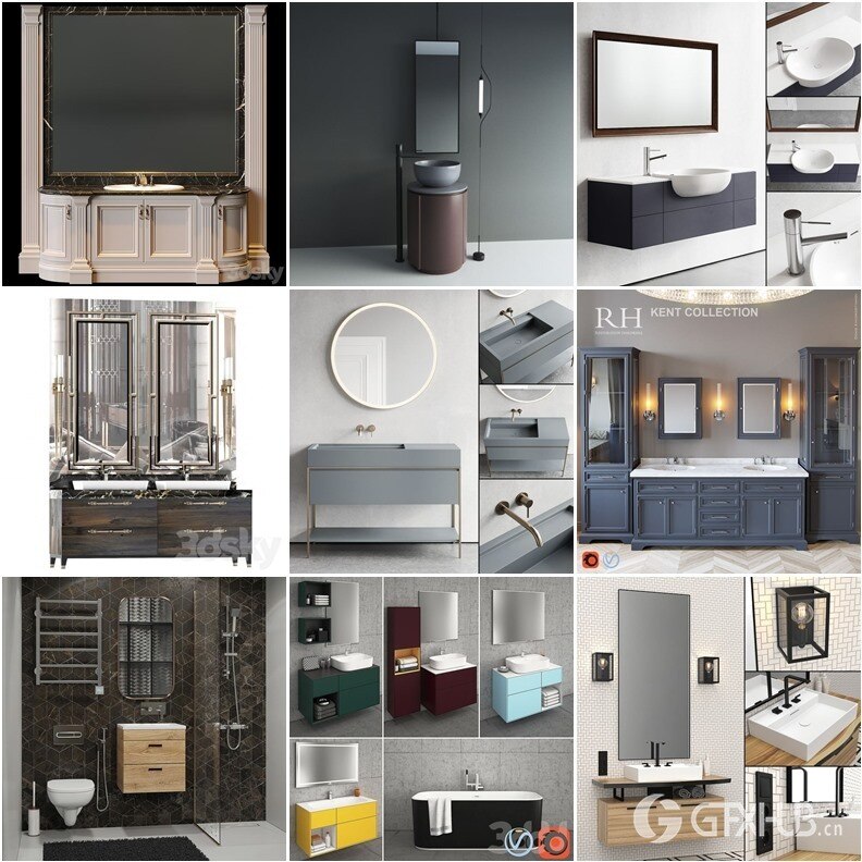 3DSky Pro 沙发椅子灯具浴室装饰3D模型合辑2024年8月第2季 | 400套 | 15.5GB