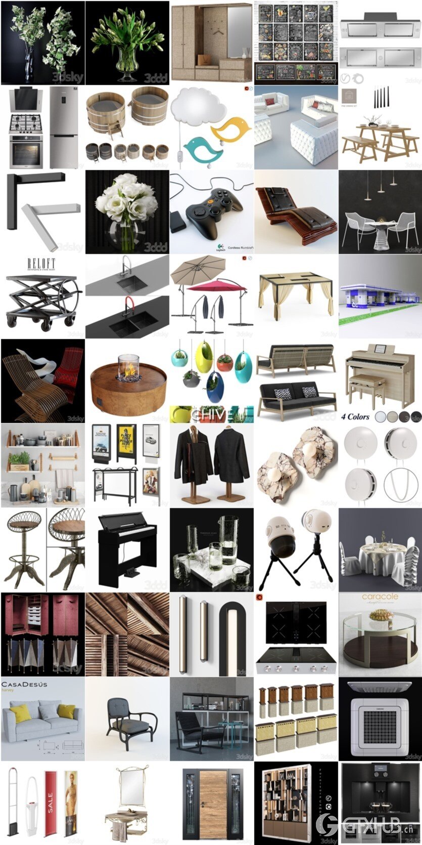 3DSky Pro 沙发椅子灯具浴室装饰3D模型合辑2024年8月第2季 | 400套 | 15.5GB