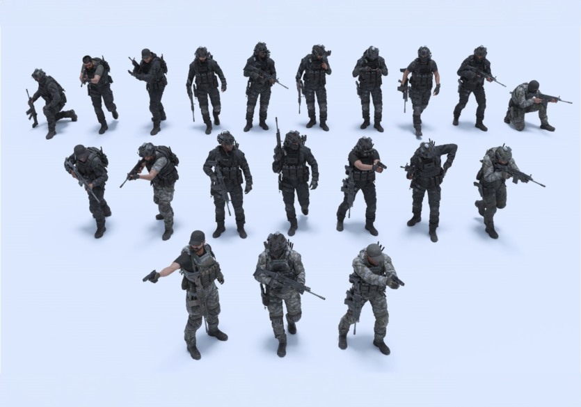 BMS特种部队人物角色动作绑定头盔衣服装备3D模型 Big Medium Small – Special Ops