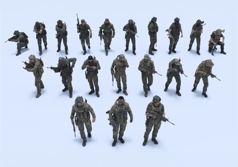 BMS特种部队人物角色动作绑定头盔衣服装备3D模型 Big Medium Small – Special Ops