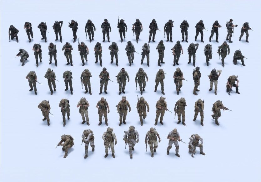 BMS特种部队人物角色动作绑定头盔衣服装备3D模型 Big Medium Small – Special Ops