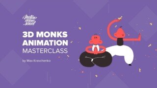 三维扁平化和尚人物MG动画AE/C4D教程  3D Monks Animation Masterclass