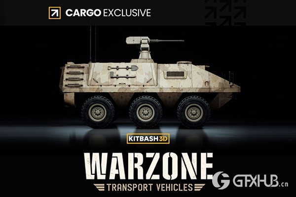 军事车辆坦克装甲车直升机3D模型 KitBash3D - Warzone Transport Vehicles (格式:FBXUEBlend)