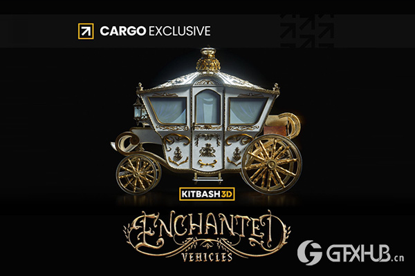 童话冒险奇幻乌托邦风格交通工具3D模型 KitBash3D - Enchanted Vehicles (格式:FBXUEBlend)