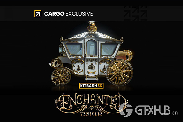 童话冒险奇幻乌托邦风格交通工具3D模型 KitBash3D - Enchanted Vehicles (格式:FBXUEBlend)