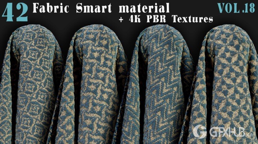 42种织物智能材质+4K PBR 纹理 42 Fabric Smart Material + 4K PBR Textures - Vol18
