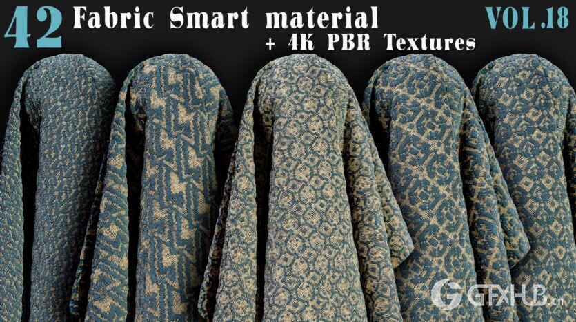 42种织物智能材质+4K PBR 纹理 42 Fabric Smart Material + 4K PBR Textures - Vol18