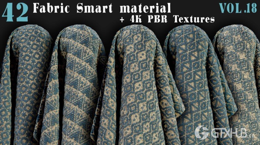 42种织物智能材质+4K PBR 纹理 42 Fabric Smart Material + 4K PBR Textures - Vol18