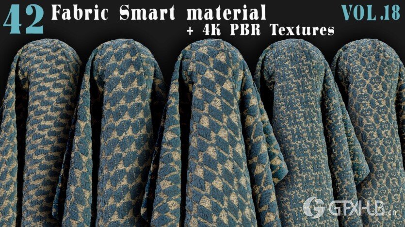 42种织物智能材质+4K PBR 纹理 42 Fabric Smart Material + 4K PBR Textures - Vol18