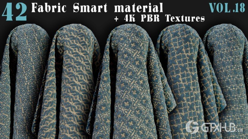 42种织物智能材质+4K PBR 纹理 42 Fabric Smart Material + 4K PBR Textures - Vol18