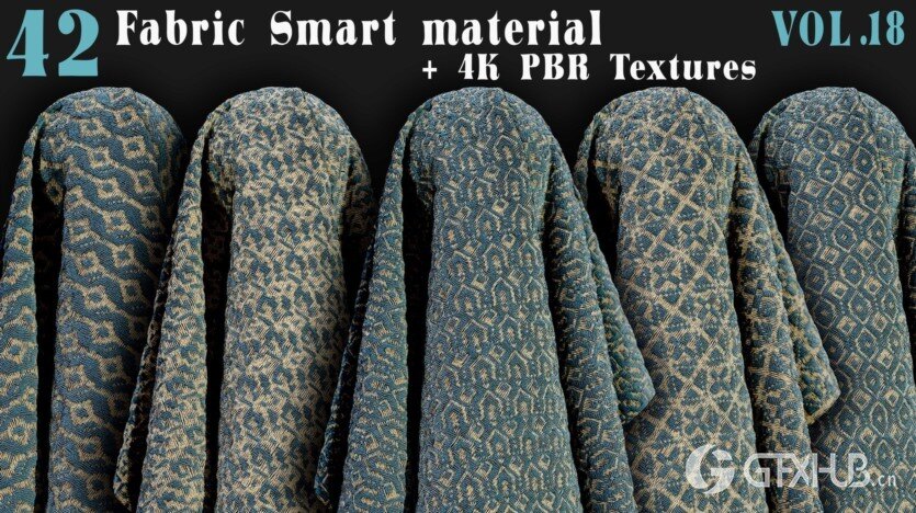 42种织物智能材质+4K PBR 纹理 42 Fabric Smart Material + 4K PBR Textures - Vol18