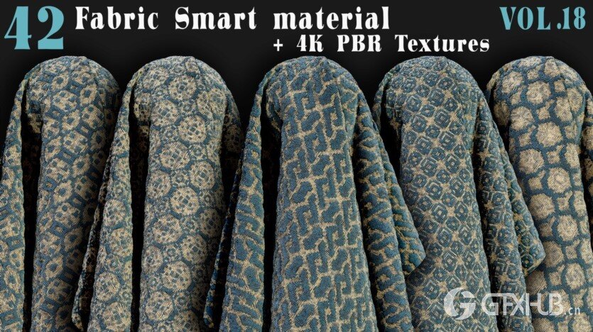 42种织物智能材质+4K PBR 纹理 42 Fabric Smart Material + 4K PBR Textures - Vol18
