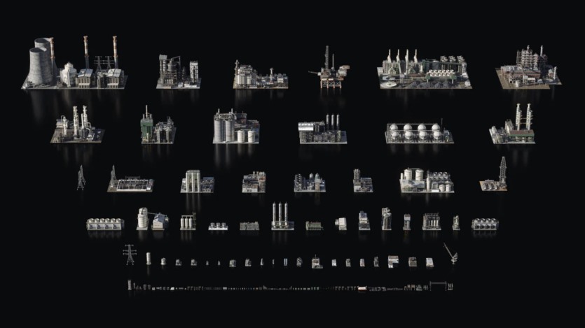 反应堆烟囱管道冷却塔重工业建筑楼房3D模型(格式UEFBXBlender) KitBash3D - Refineries