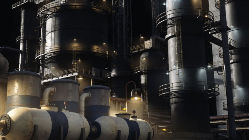 反应堆烟囱管道冷却塔重工业建筑楼房3D模型(格式UEFBXBlender) KitBash3D - Refineries