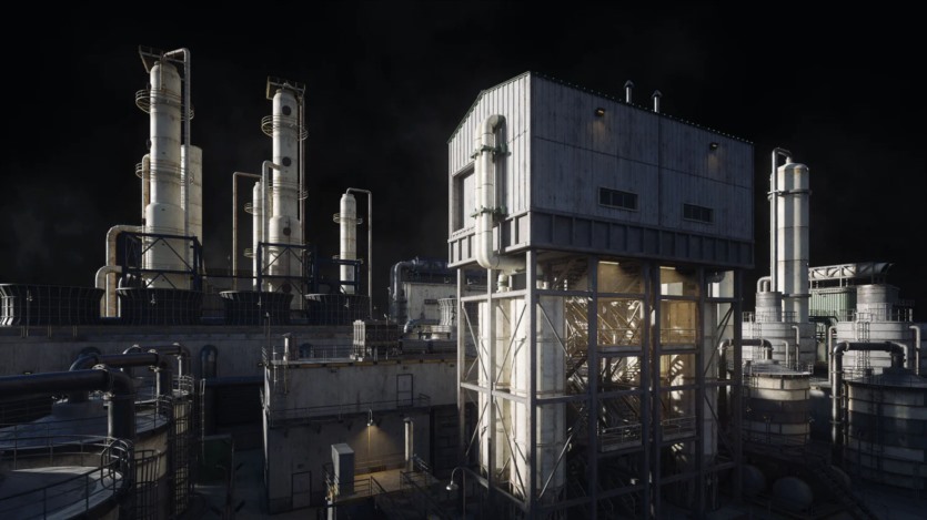 反应堆烟囱管道冷却塔重工业建筑楼房3D模型(格式UEFBXBlender) KitBash3D - Refineries