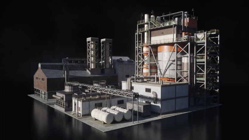 反应堆烟囱管道冷却塔重工业建筑楼房3D模型(格式UEFBXBlender) KitBash3D - Refineries