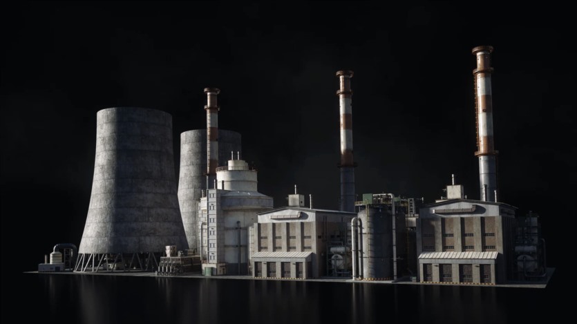 反应堆烟囱管道冷却塔重工业建筑楼房3D模型(格式UEFBXBlender) KitBash3D - Refineries