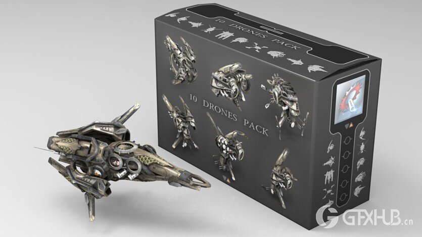 科幻无人机3D模型 Cubebrush – 10 Drone SciFi Pack (MAX/FBX/OBJ格式)
