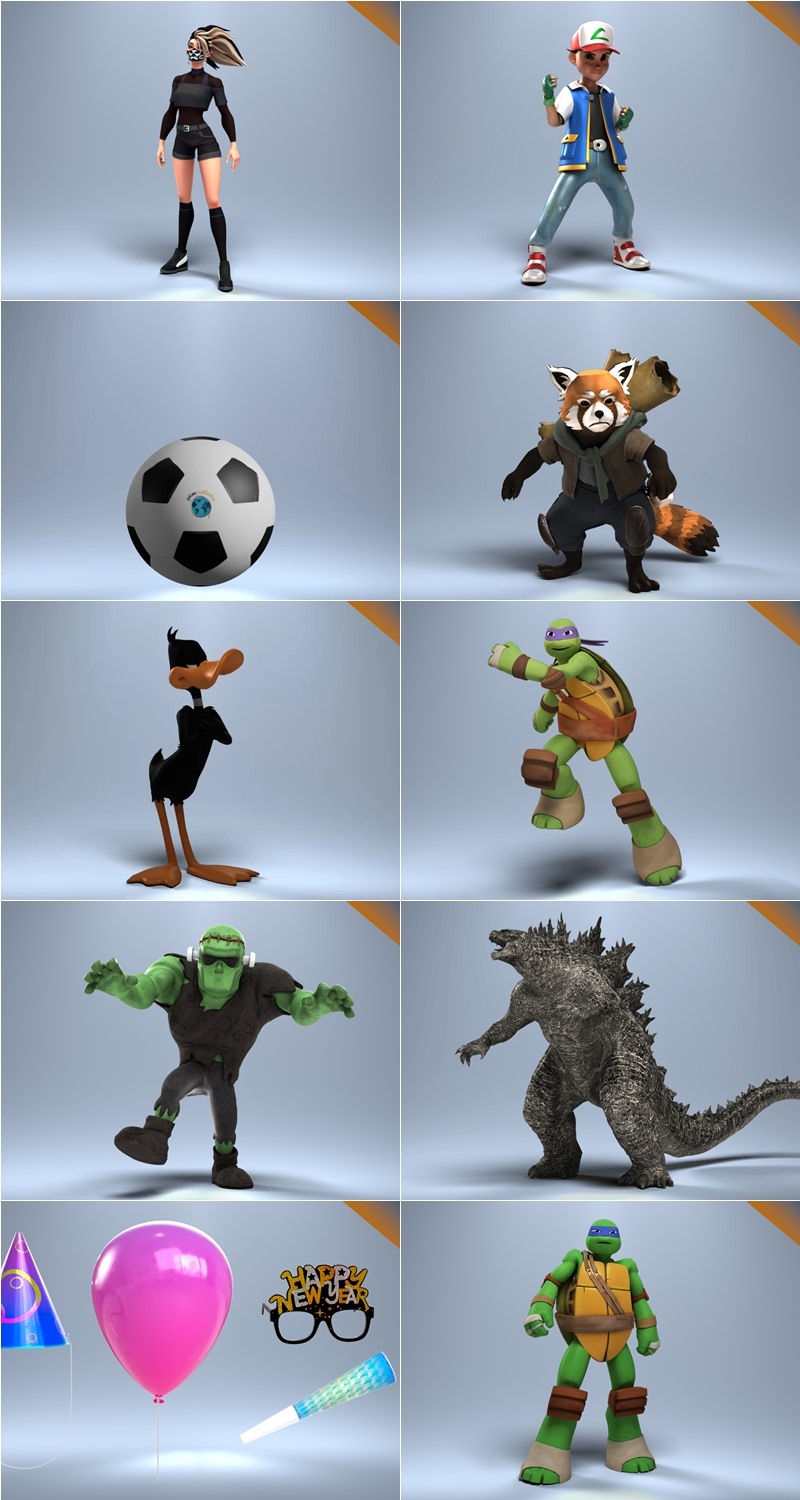 三维角色人物绑定3D模型 Agora Assets Library Blender